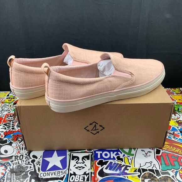 Sperry Crest Shimmer Pink Slip Ons Women's Various Sizes - Picture 2 of 13
